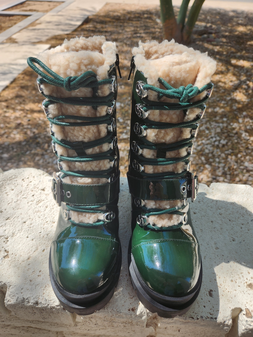 Jeffery Campbell "Checked" Platform Combat Boots Size 8 - Picture 2 of 7